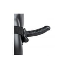 RealRock Hollow Strap-on dutý připínací penis s varlaty 18 cm - černý