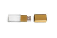 CTRL+C USB KRYSTAL zlatý, kombinace sklo a kov, LED podsvícení, 16 GB, USB 2.0
