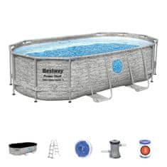 Bestway Nadzemní bazén oválný Power Steel Vista, kartušová filtrace, schůdky, plachta, 4,27m x 2,5m x 1m