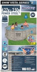 Bestway Nadzemní bazén oválný Power Steel Vista, kartušová filtrace, schůdky, plachta, 4,27m x 2,5m x 1m