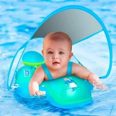Netscroll Plavecký kruh pro kojence a batolata se stříškou, dětský kruh do vody se stříškou proti slunci a horku, růžová, FloatyBaby