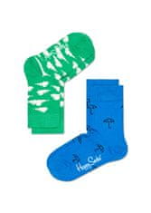 Dětské barevné ponožky Happy Socks, dva páry – Umbrella a Clouds - 0-12M