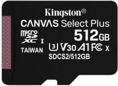 Kingston Micro SDXC Canvas Select Plus 100R 512GB 100MB/s UHS-I (SDCS2/512GBSP)