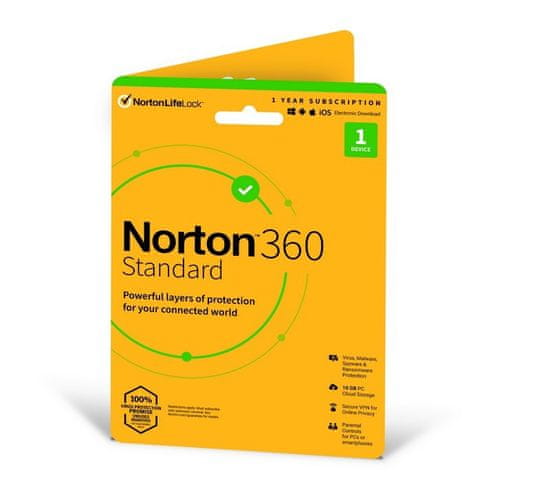 Norton NORTON 360 STANDARD 10GB + VPN 1 UŽIVATEL PRO 1 ZAŘÍZENÍ NA 1 ROK- ELEKTRONICKÁ LICENCE