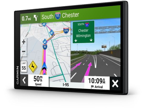 GPS navigace Garmin DriveSmart 76 MT-S EU 7palcový dotykový displej světové mapy rychlejší doživotní aktualizace map vysoké rozlišení učení návyků slot na paměťové karty microSD karta předpověď cíle jízdní návyky upozornění na sjezd a křižovatky držák výkonná navigace do auta výkonná automobilová navigace dlouhá výdž baterie