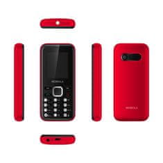 Mobiola MB3010, praktický tlačítkový mobilní telefon, 2 SIM, červený