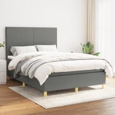 Greatstore Box spring postel s matrací tmavě šedý 140 x 190 cm textil