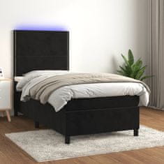 Petromila Box spring postel s matrací a LED černá 90x190 cm samet